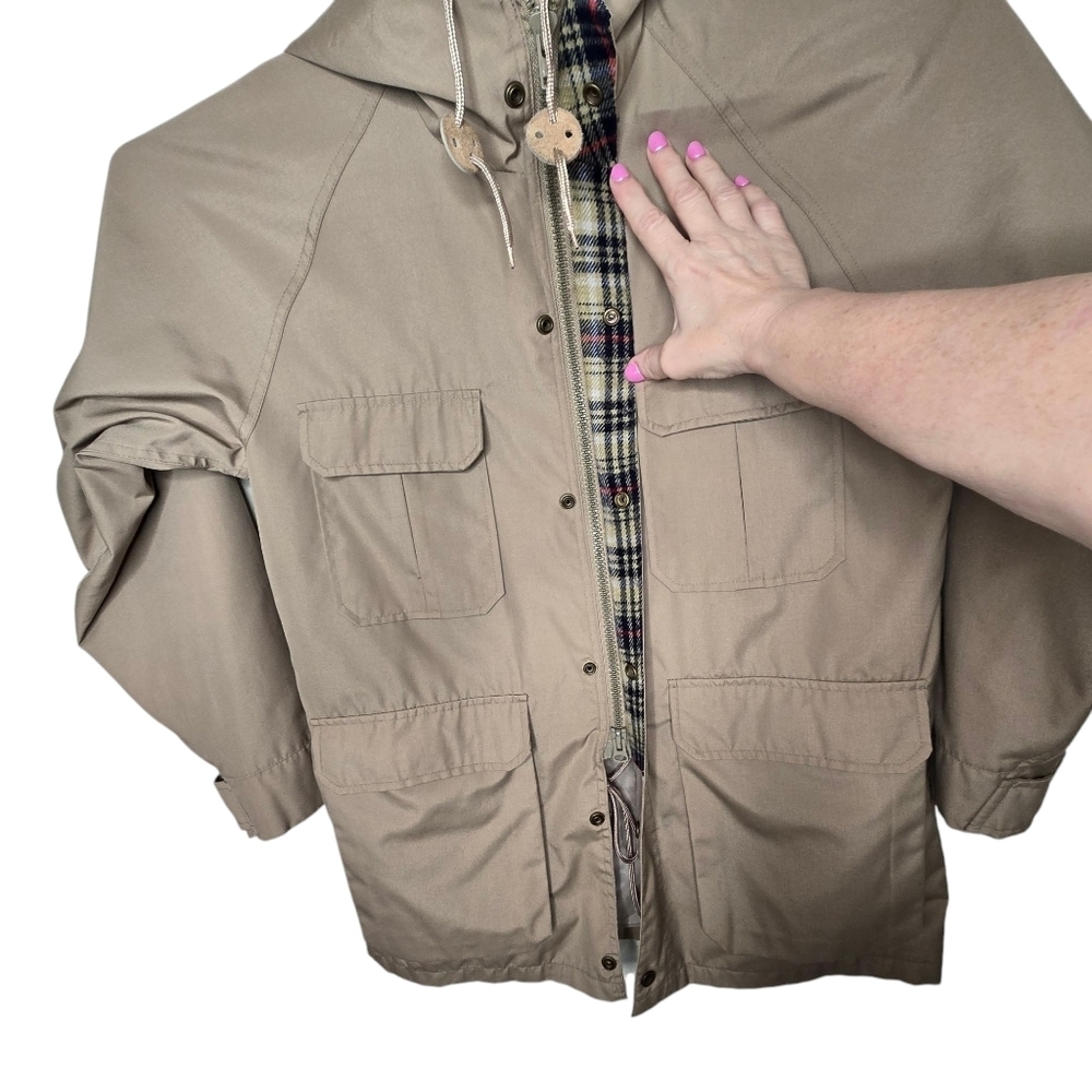 Vintage Swingster Mens Kahki Jacket Sz M Flannel Lined Two Way Zipper Utility - Picture 3 of 16